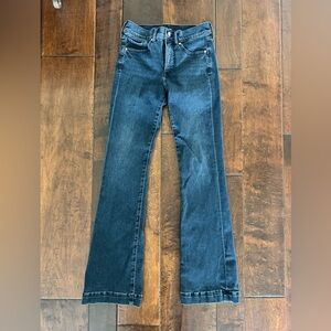 Express dark wash mid rise boot cut jeans